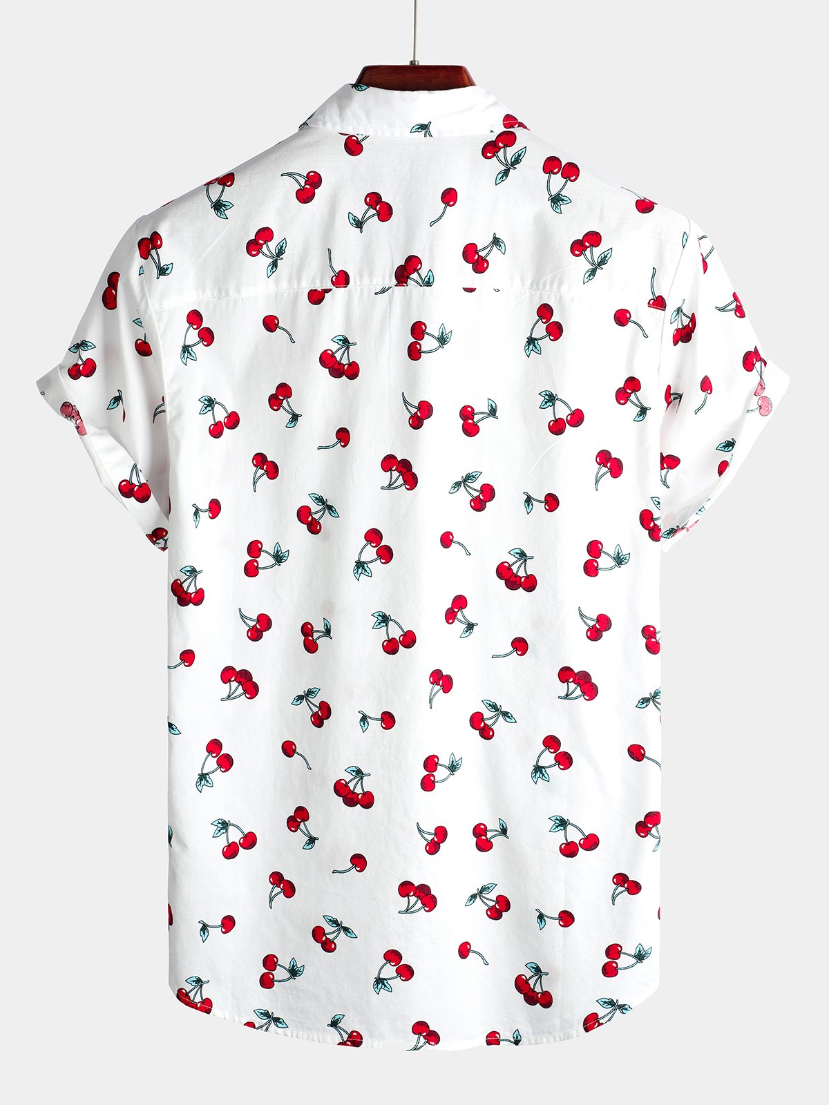 Tropical Hawaiian Beach Shirt in Cherry Floral Print for Men