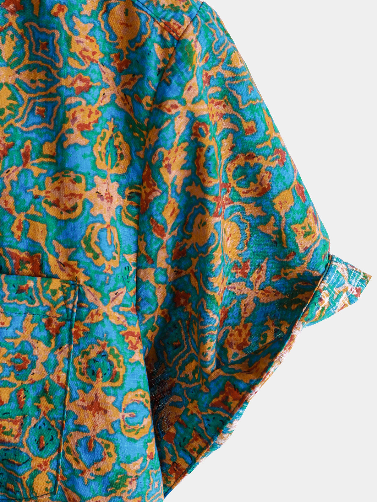 Short-Sleeved Button-Up Shirt for Men, Retro Abstract Style