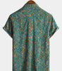 Short-Sleeved Button-Up Shirt for Men, Retro Abstract Style
