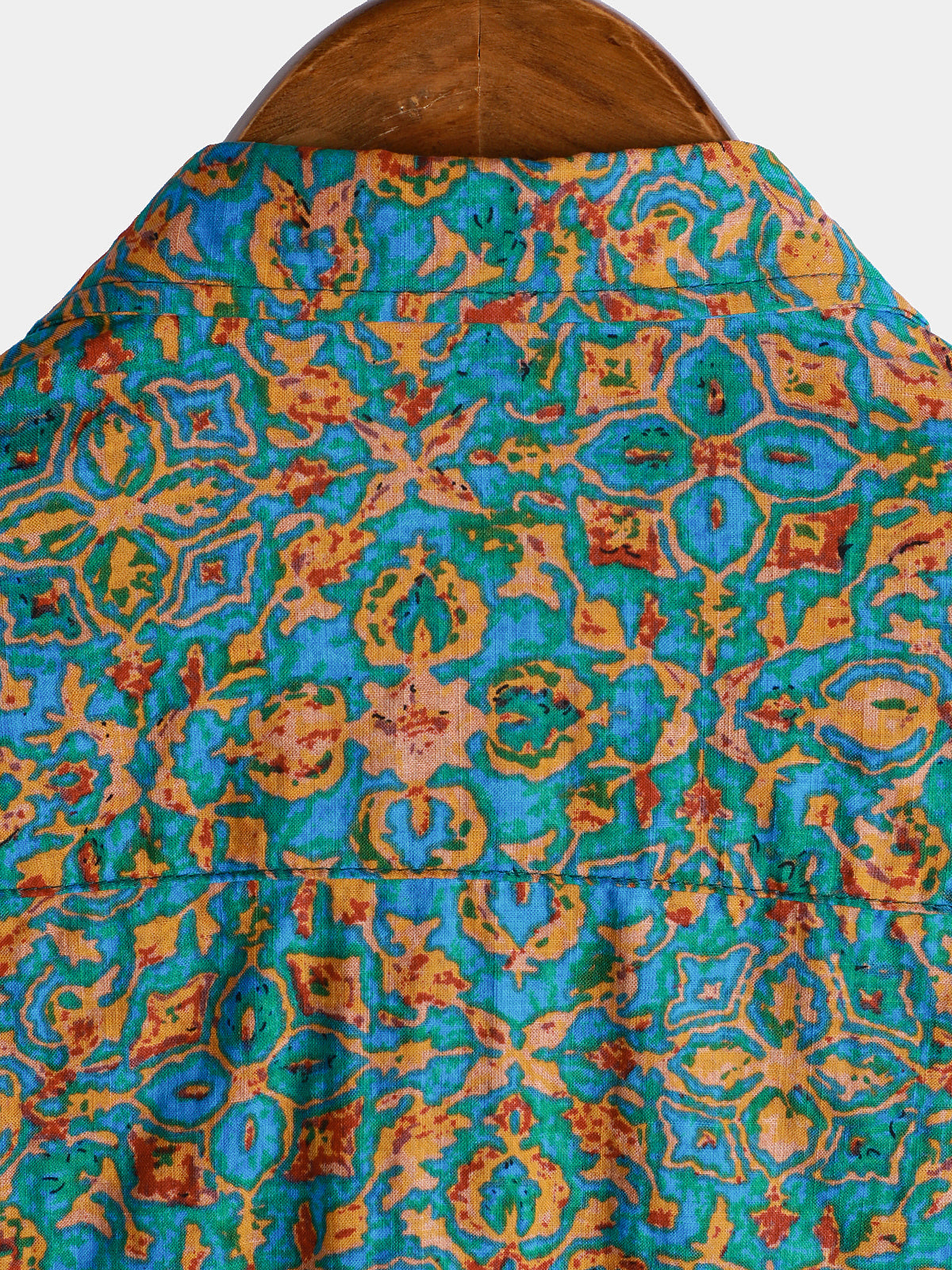 Short-Sleeved Button-Up Shirt for Men, Retro Abstract Style