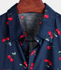 Men's Cherry Floral Print Tropical Cotton Beach Shirt