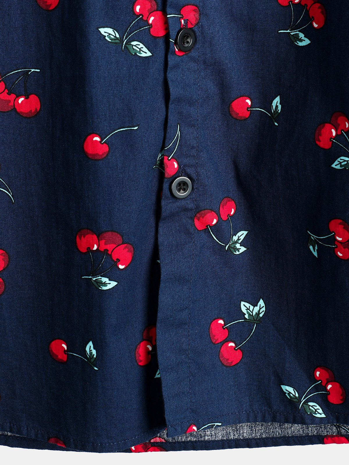Men's Cherry Floral Print Tropical Cotton Beach Shirt