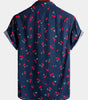 Men's Cherry Floral Print Tropical Cotton Beach Shirt