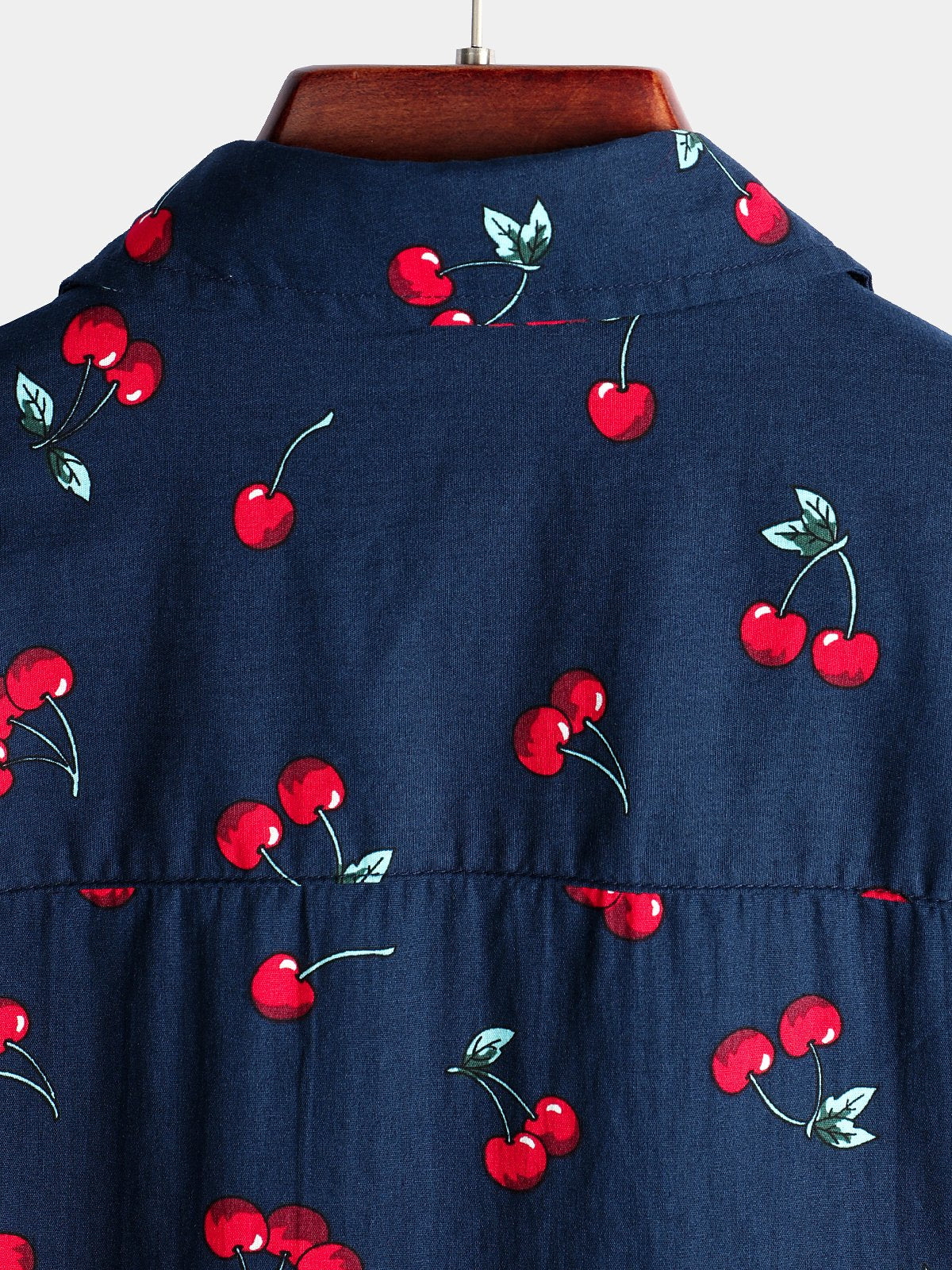 Men's Cherry Floral Print Tropical Cotton Beach Shirt