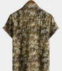 Men's Short Sleeve Casual Shirt with Pocket and Retro Print