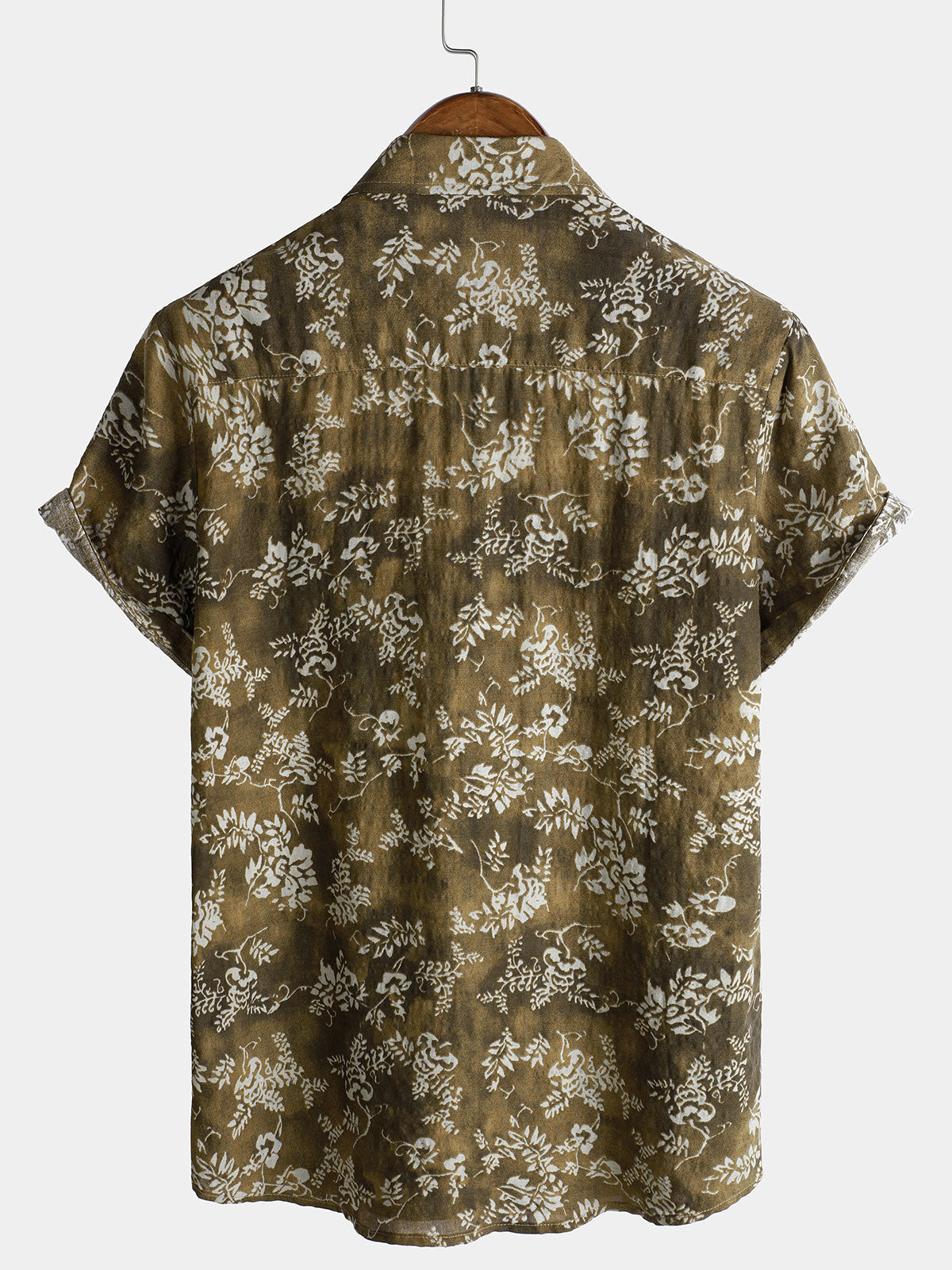 Men's Short Sleeve Casual Shirt with Pocket and Retro Print