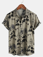Short-sleeved shirt for men with retro floral print
