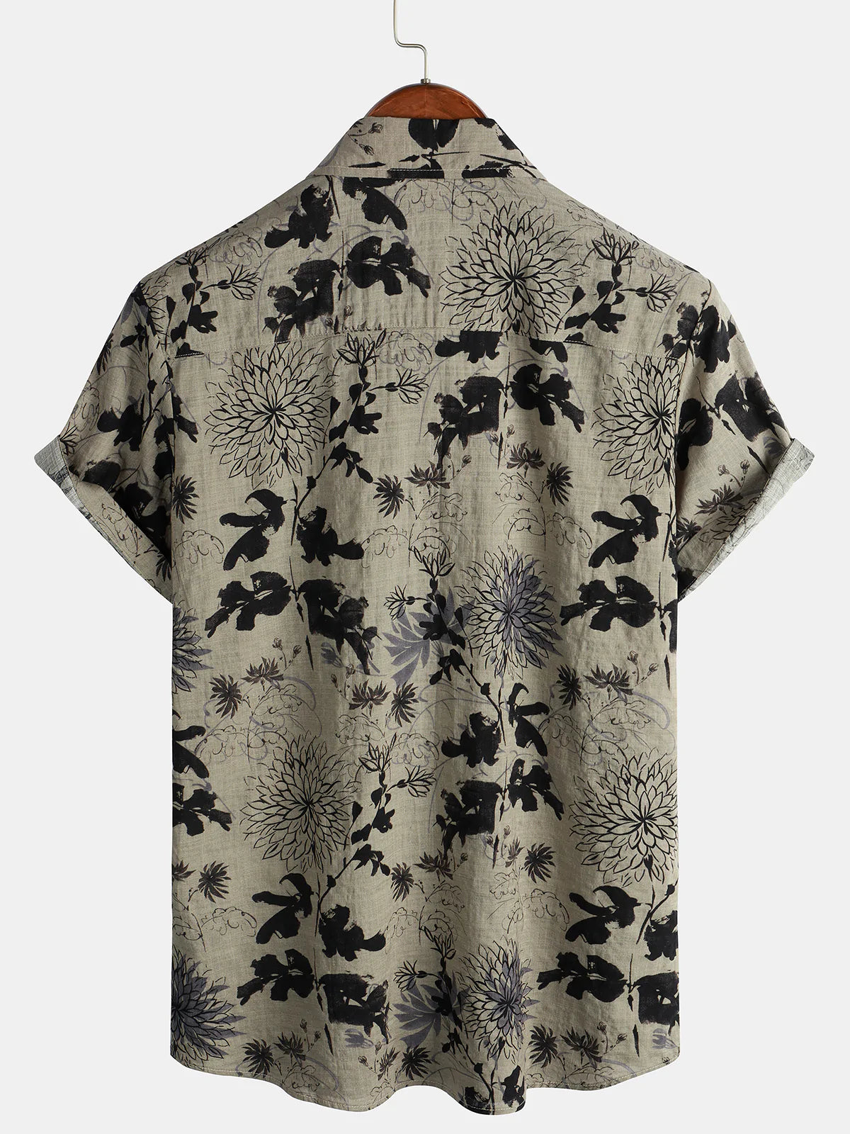 Short-sleeved shirt for men with retro floral print