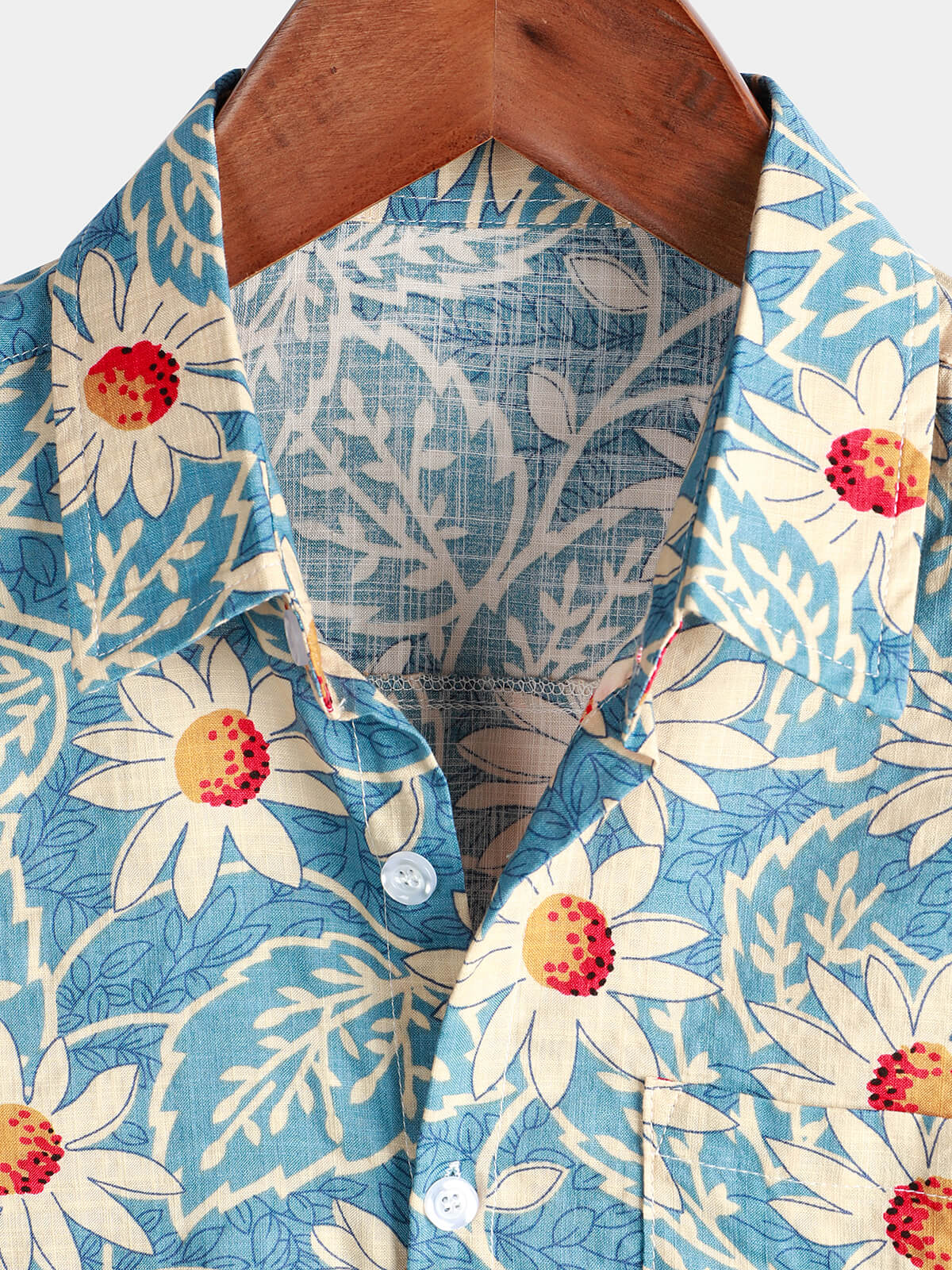 Retro Hawaiian Floral Cotton Shirt for Men