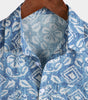 Men's Short Sleeve Summer Shirt with Blue Pockets, Floral Print, for the Beach