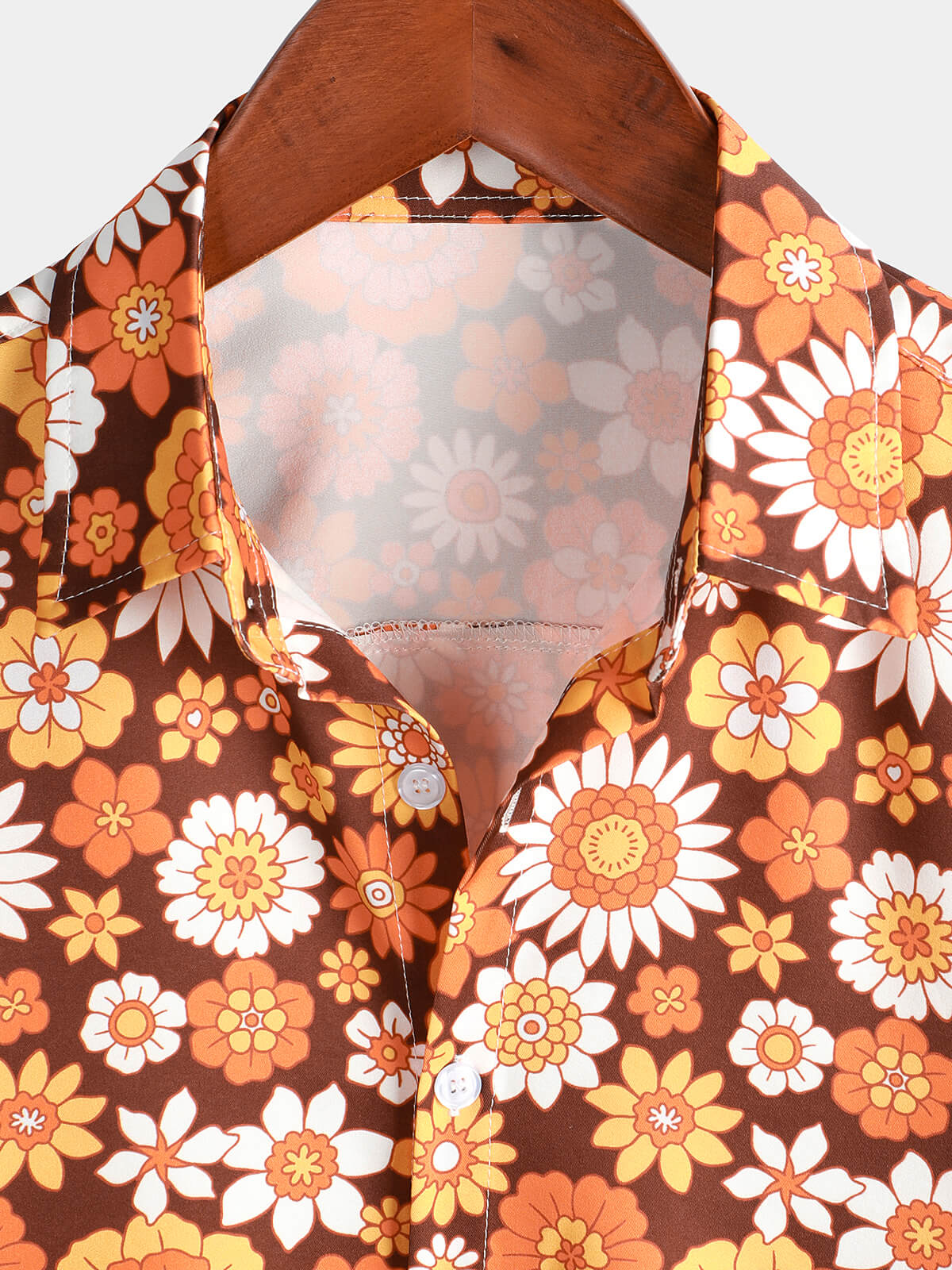 Men's Vintage Floral Button-Up Short Sleeve Beach Disco Summer 70s Retro Hawaiian Shirt