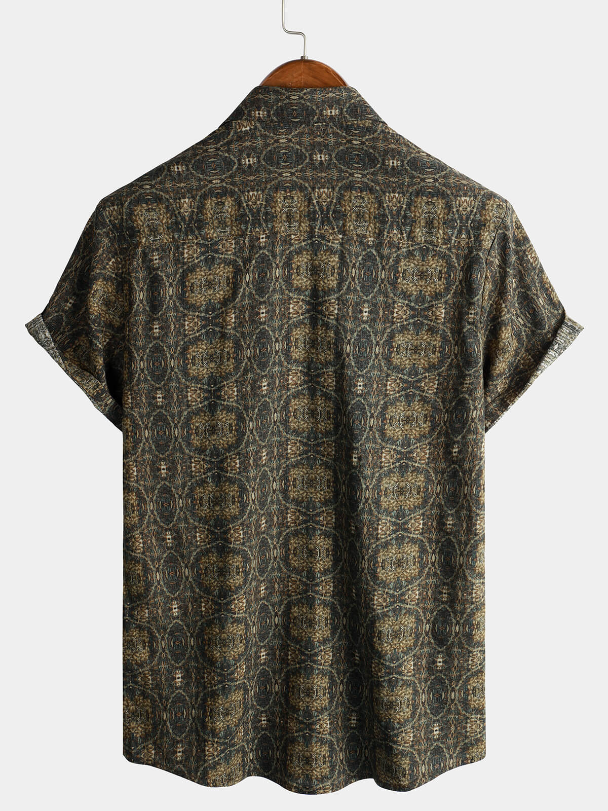 Vintage 70s Short-Sleeved Button-Up Summer Cotton Shirt for Men