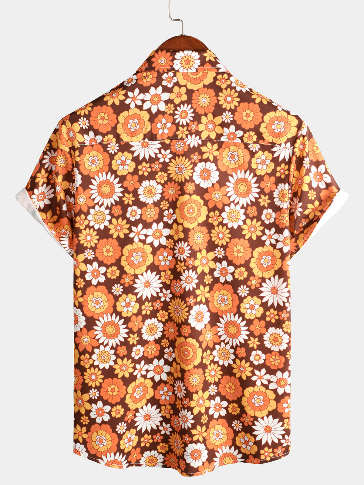 Men's Vintage Floral Button-Up Short Sleeve Beach Disco Summer 70s Retro Hawaiian Shirt