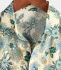 Men's Short Sleeve Vintage Green Floral Print Casual Button-Up Shirt Cool Beach
