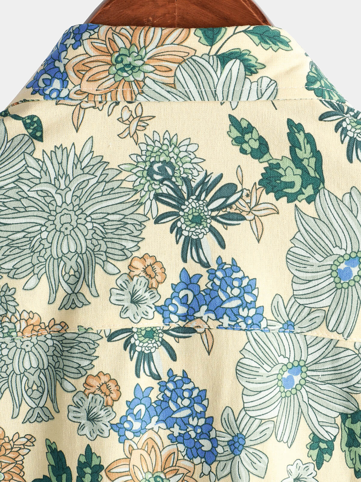 Men's Short Sleeve Vintage Green Floral Print Casual Button-Up Shirt Cool Beach