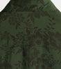 Men's Short-Sleeved Button-Up Shirt, Dark Green Floral Pattern, Vintage Hawaiian, Soft, Beach Holiday