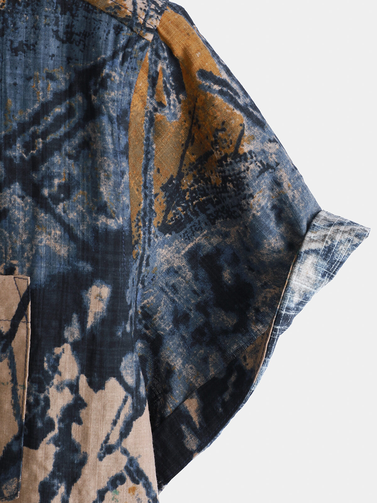 Men's Short-Sleeved Button-Up Shirt, Abstract Pattern, Perfect for Holidays, Summer