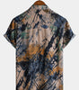Men's Short-Sleeved Button-Up Shirt, Abstract Pattern, Perfect for Holidays, Summer