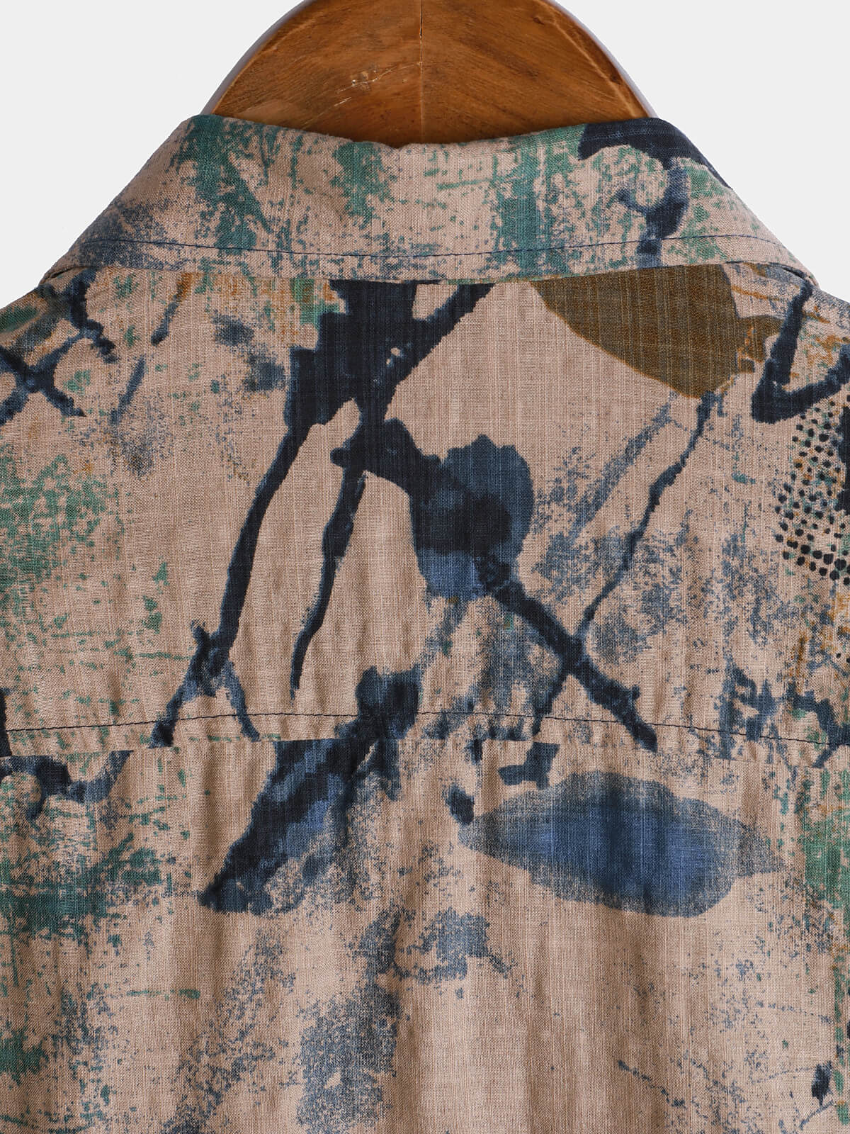 Men's Short-Sleeved Button-Up Shirt, Abstract Pattern, Perfect for Holidays, Summer