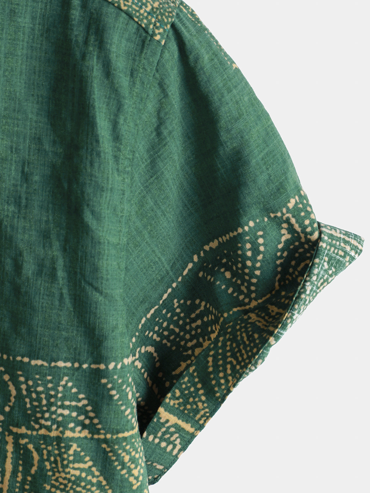Men's Vintage Green Printed Short Sleeve Breathable Cotton Shirt