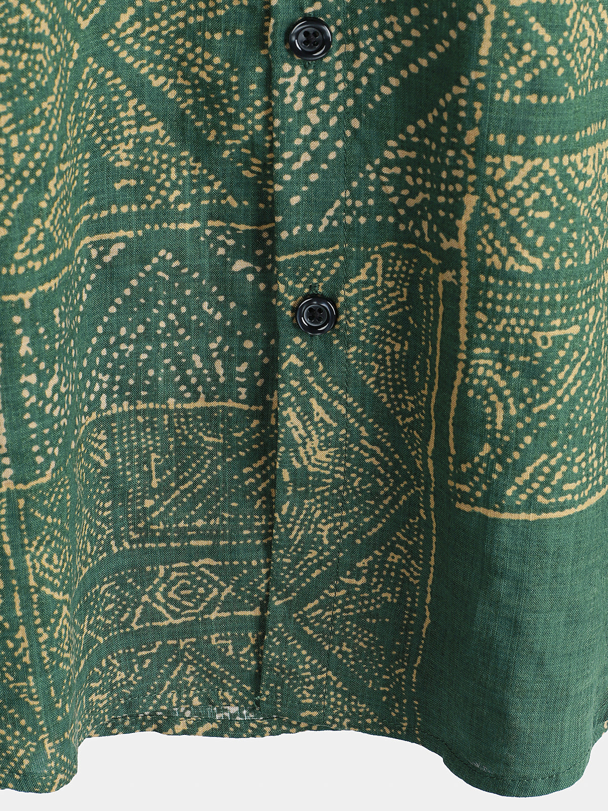 Men's Vintage Green Printed Short Sleeve Breathable Cotton Shirt