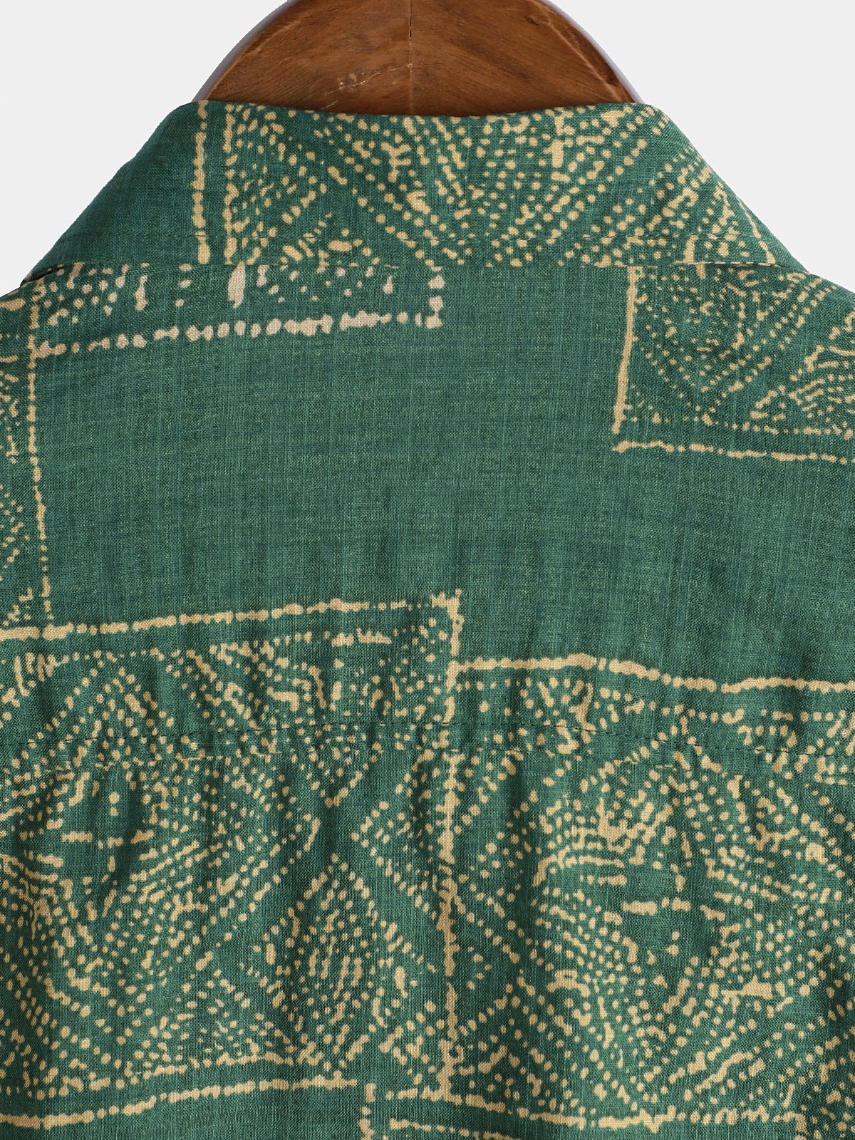 Men's Vintage Green Printed Short Sleeve Breathable Cotton Shirt