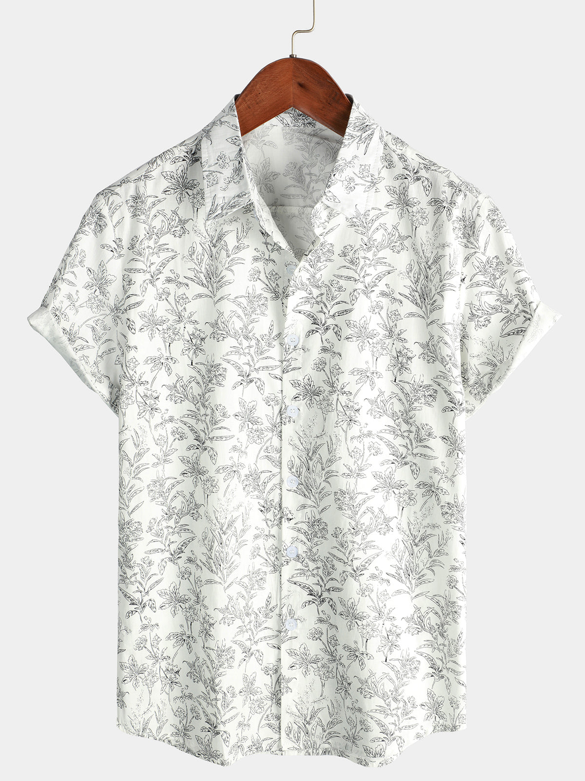 Men's Floral Print Button-Up Summer Hawaiian Shirt