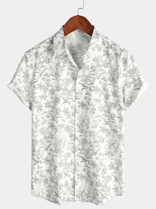 Men's Floral Print Button-Up Summer Hawaiian Shirt