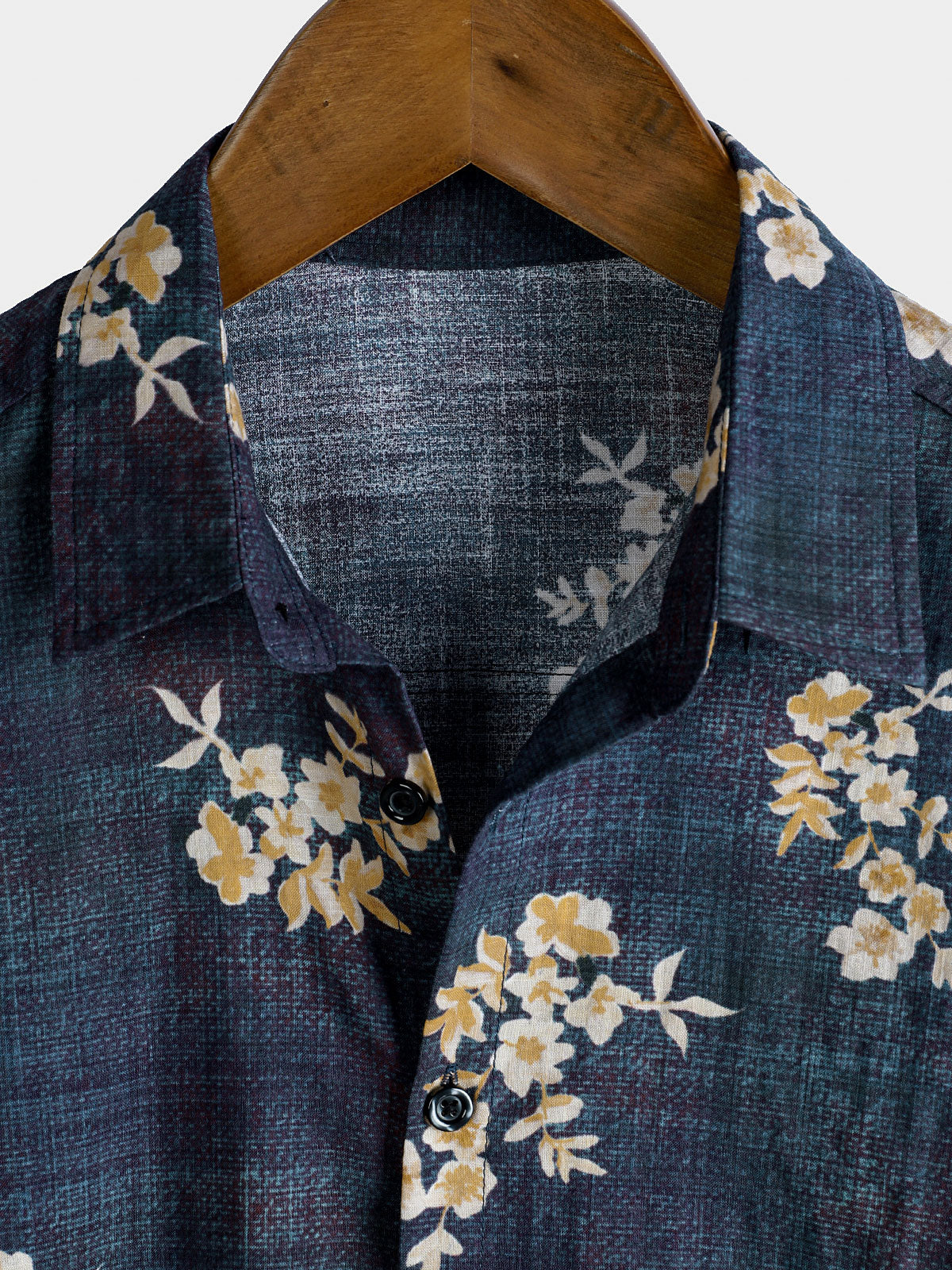 Casual Short-Sleeved Button-Up Shirt with Floral Print for Men