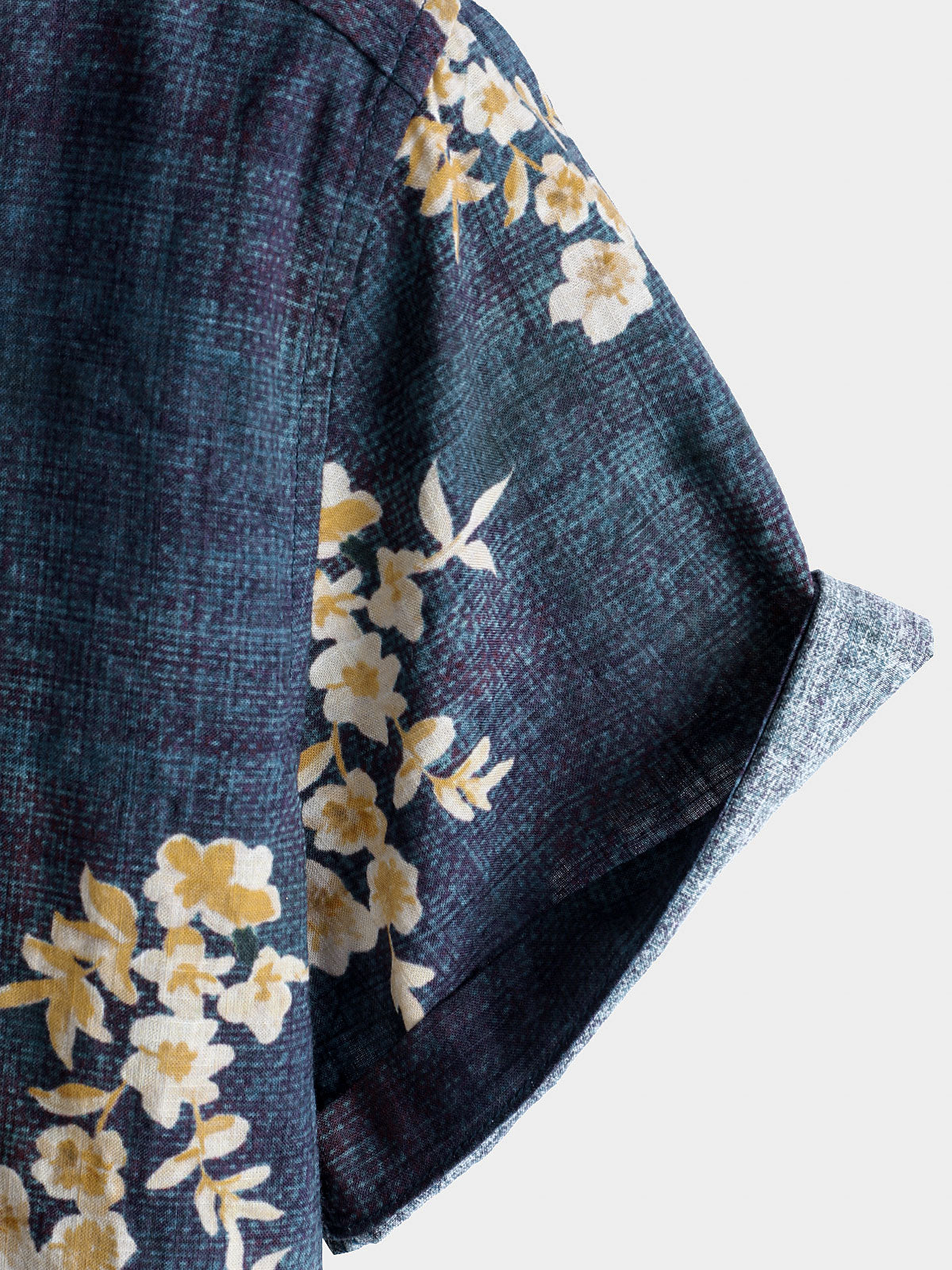 Casual Short-Sleeved Button-Up Shirt with Floral Print for Men