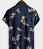 Casual Short-Sleeved Button-Up Shirt with Floral Print for Men