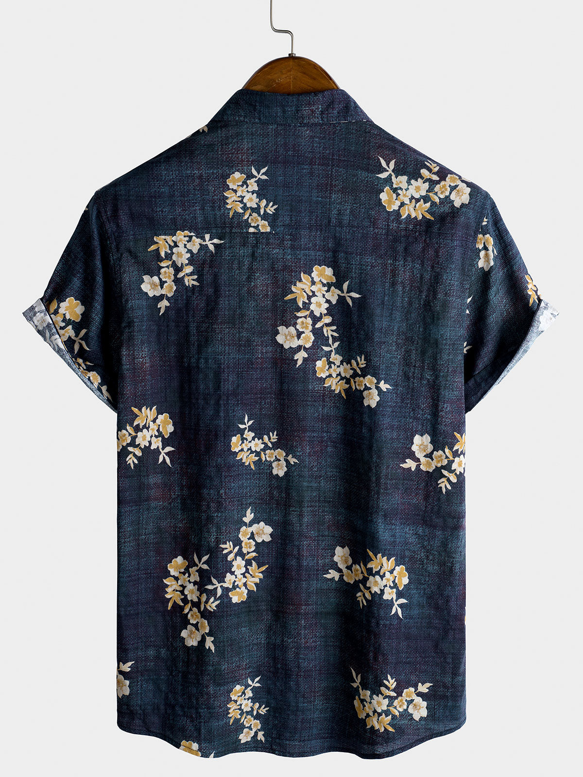 Casual Short-Sleeved Button-Up Shirt with Floral Print for Men