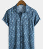 Men's Short Sleeve Summer Shirt, Retro Bohemian Print, with Pocket