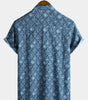 Men's Short Sleeve Summer Shirt, Retro Bohemian Print, with Pocket