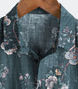 Men's Short Sleeve Button-Up Casual Shirt, Floral Print, Camp Style