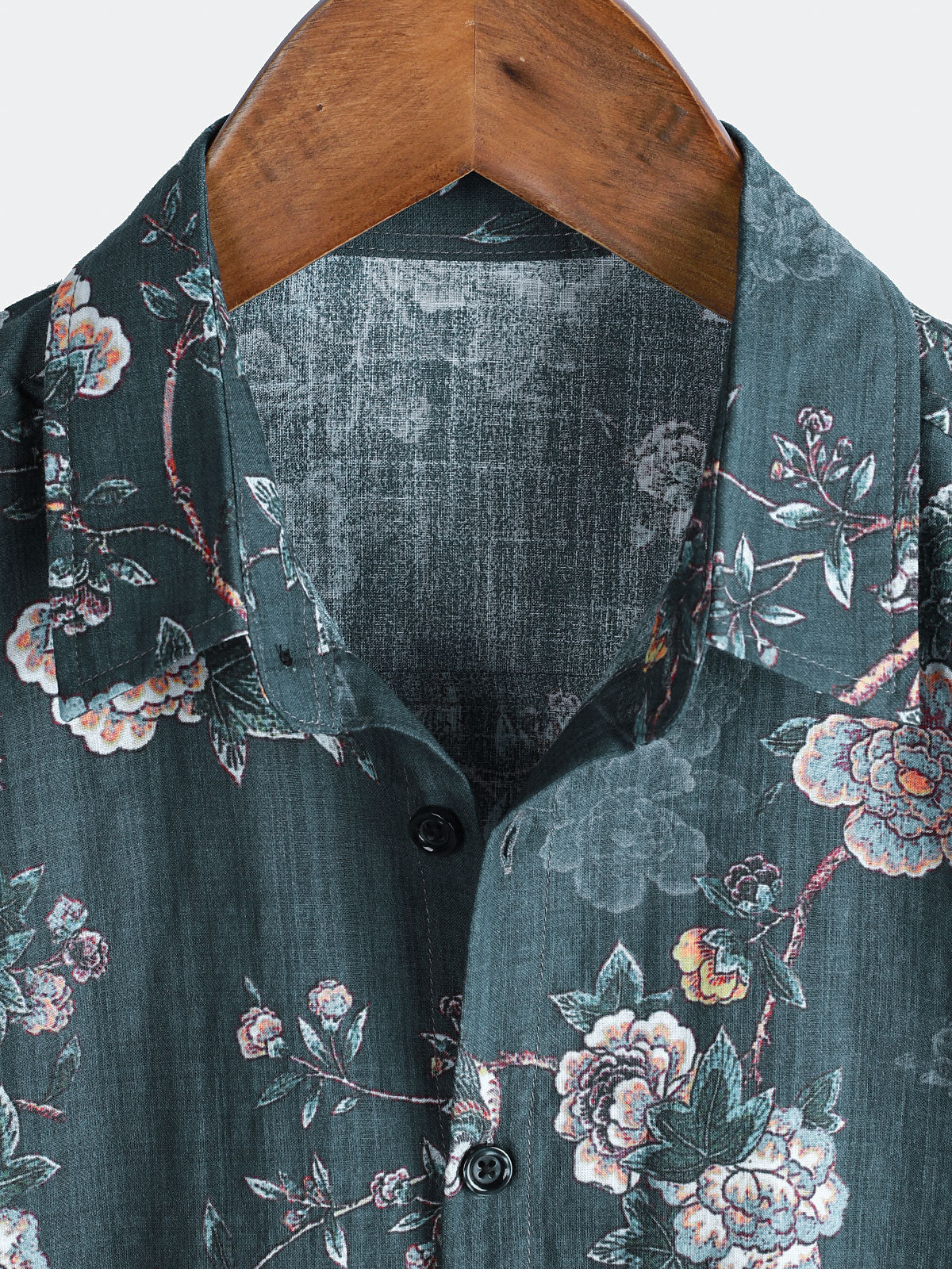 Men's Short Sleeve Button-Up Casual Shirt, Floral Print, Camp Style