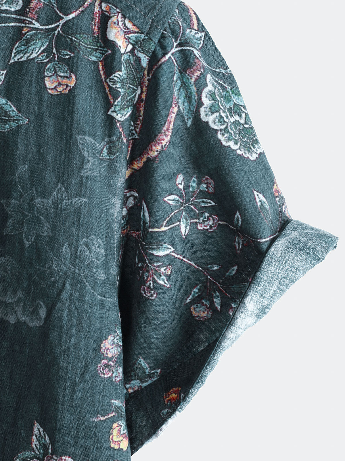 Men's Short Sleeve Button-Up Casual Shirt, Floral Print, Camp Style