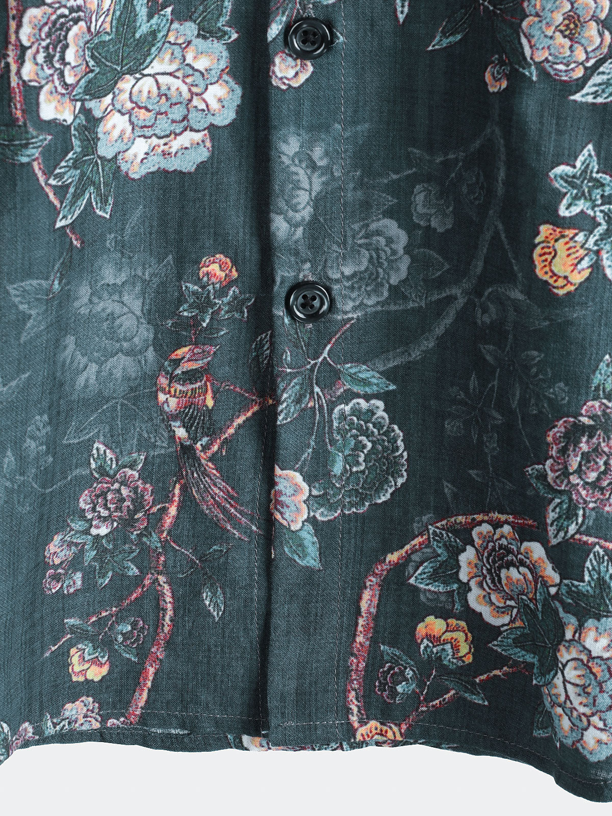Men's Short Sleeve Button-Up Casual Shirt, Floral Print, Camp Style