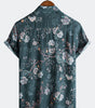 Men's Short Sleeve Button-Up Casual Shirt, Floral Print, Camp Style