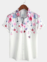 Men's Short Sleeve Button-Up Summer Cruise Shirt with Floral Print