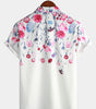 Men's Short Sleeve Button-Up Summer Cruise Shirt with Floral Print