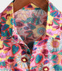 Men's Pink Floral 100% Cotton Breathable Summer Short Sleeve Hawaiian Button-Up Shirt