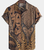 Men's Short Sleeve Retro Holiday Summer Vintage Button Up Vacation Beach Shirt