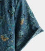 Men's Short Sleeve Paisley Vintage Floral Retro Button Up Blue Summer Holiday Shirt
