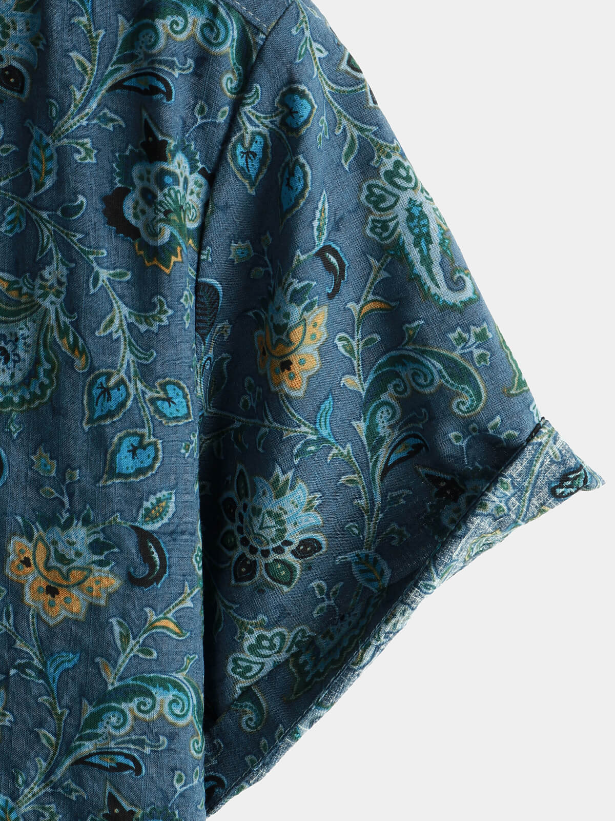 Men's Short Sleeve Paisley Vintage Floral Retro Button Up Blue Summer Holiday Shirt