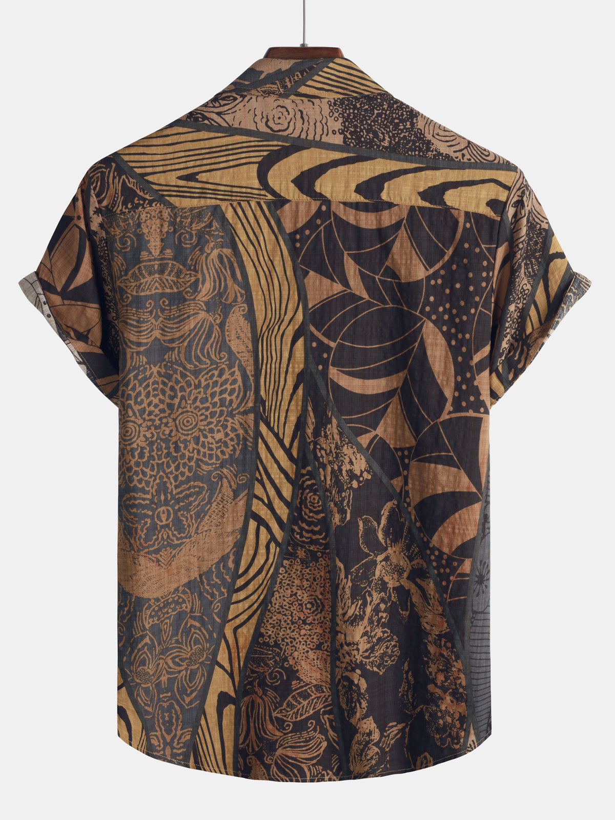 Men's Short Sleeve Retro Holiday Summer Vintage Button Up Vacation Beach Shirt