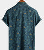 Men's Short Sleeve Paisley Vintage Floral Retro Button Up Blue Summer Holiday Shirt