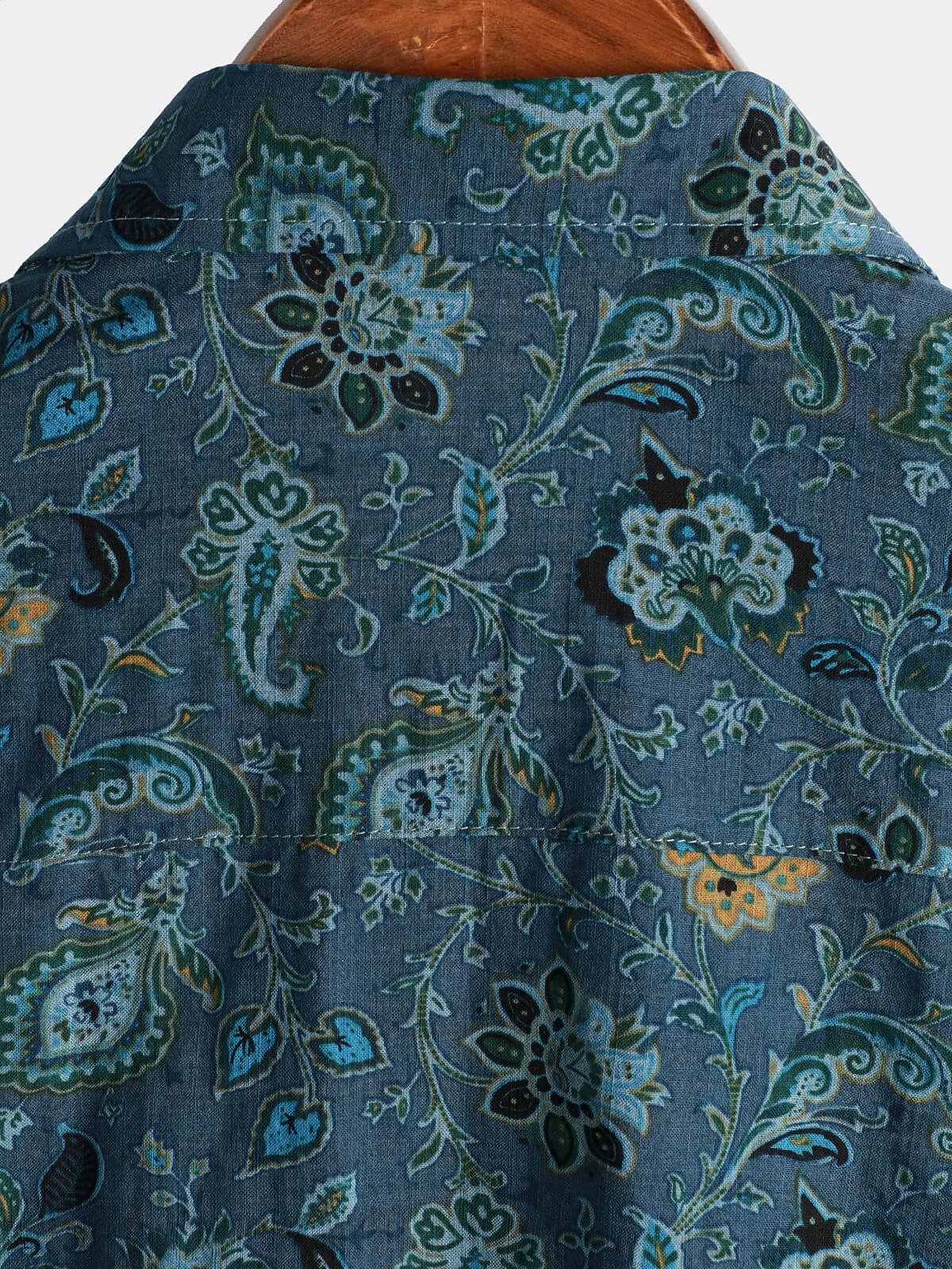 Men's Short Sleeve Paisley Vintage Floral Retro Button Up Blue Summer Holiday Shirt