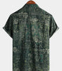 Men's Retro Floral Paisley Print Short Sleeve Cotton Shirt