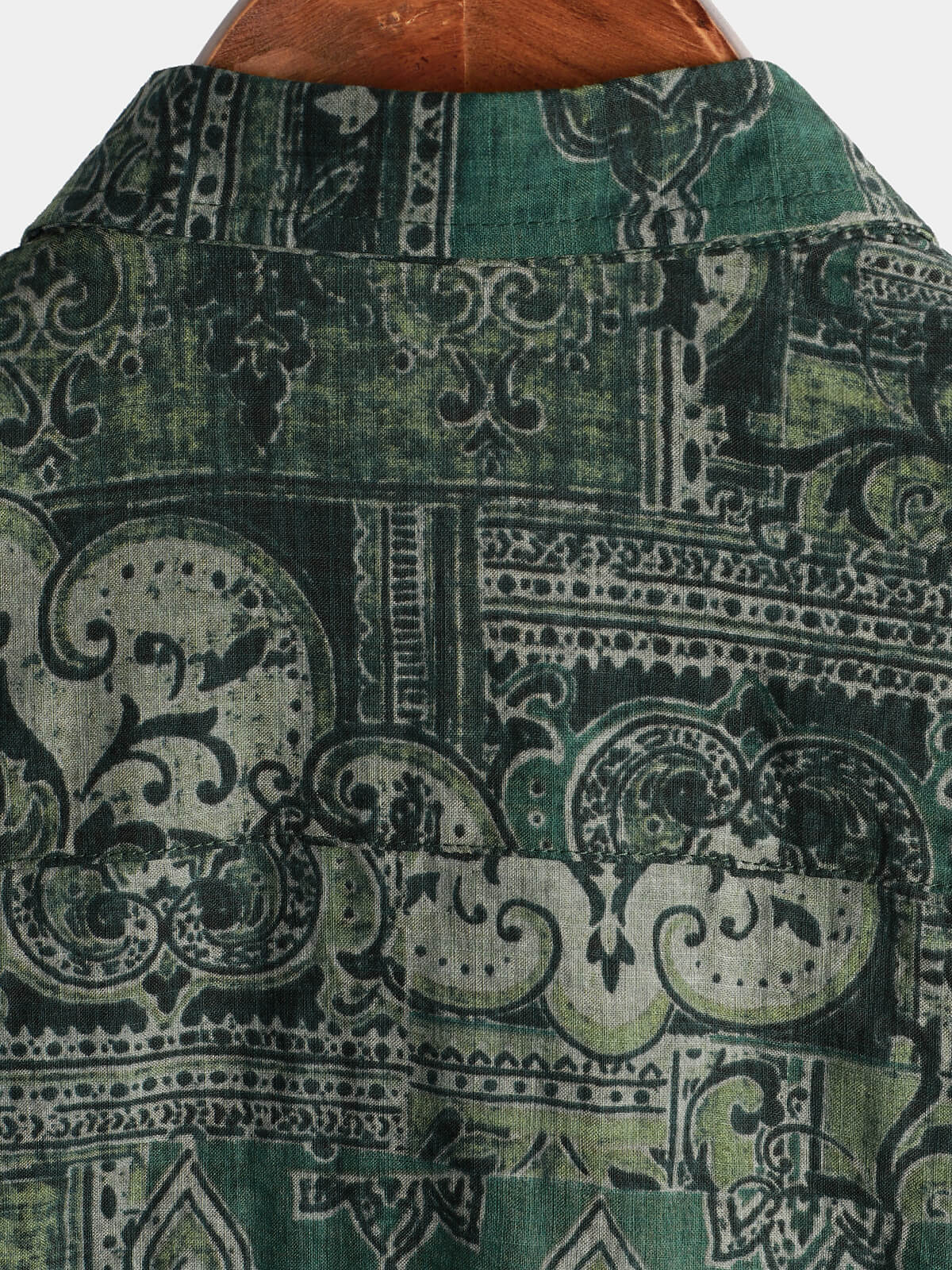 Men's Retro Floral Paisley Print Short Sleeve Cotton Shirt
